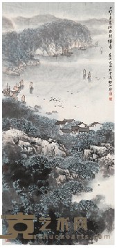 宋文治 1987年作 洞庭新绿 立轴 82.5X38cm